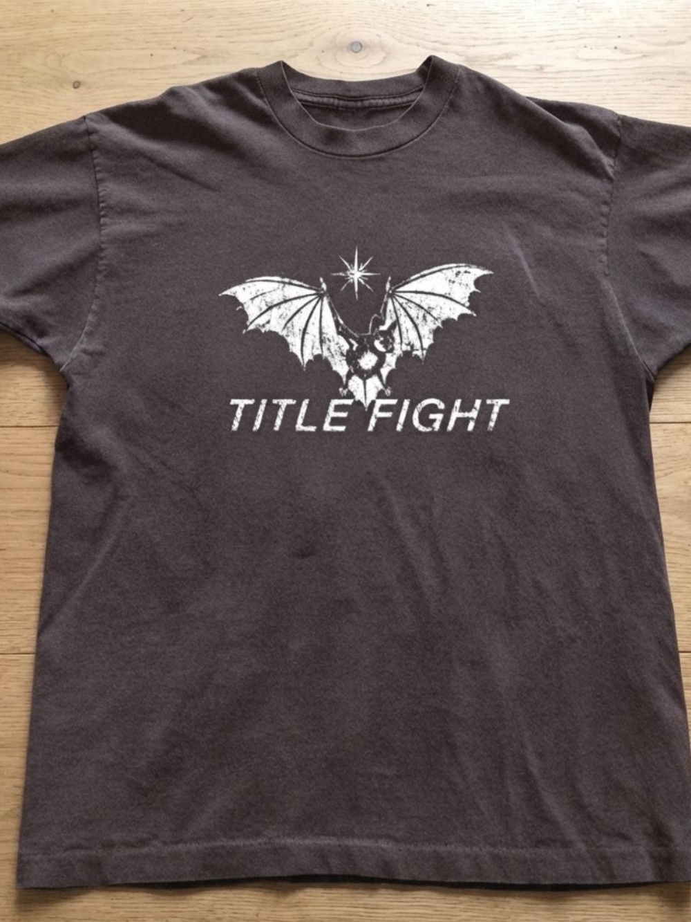Gildan Brown Tee with White 'Title Fight' Bat Graphic